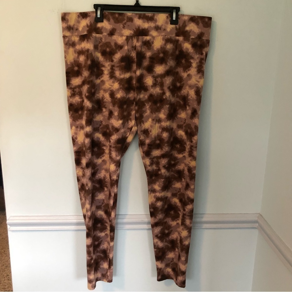 LOGO by Lori Goldstein Burnt Orange & Brown Tie-Dye Print Leggings Size 2X